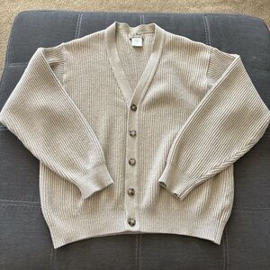 Vintage L.L. Bean Men's Light Tan Cardigan Sweater. L. Made in USA
